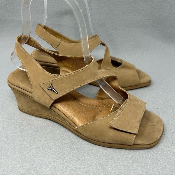 Beautifeel Tan Suede Wedge Slingback Square Toe Comfort Sandals Size EU 37/US 6 - Picture 2 of 16